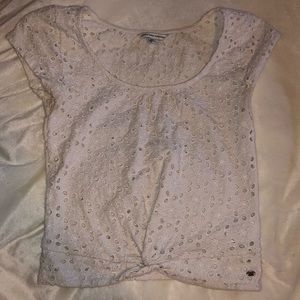 White Lace Short Sleeve Shirt